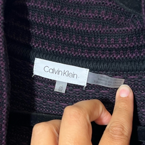 Women’s Calvin Klein black and purple cowl neck long sleeve knit sweater - Picture 6 of 7